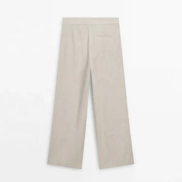 High Quality Fashion Lady Casual Loose Plus Size Wide Leg Pants Women High Waist Elegant Formal Pure Linen Trousers - Image 6