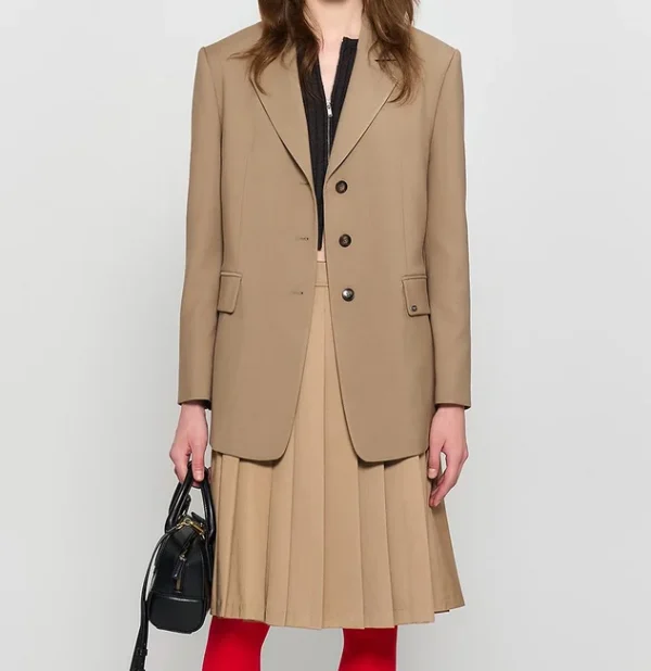 Office Lady Fashion Suit Jacket Ladies Boxy Khaki Twill Suits Casual Solid Color Blazer Suits - Image 4