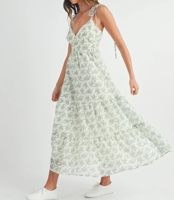 Design Women Summer 2025 Midi Dress Vacation Floral Halter Strap Spring Casual Beach Long Flowy Sundress - Image 4