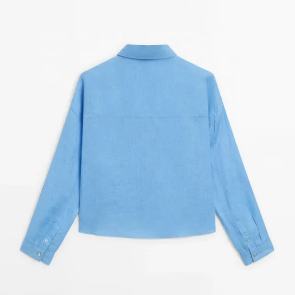 Spring Autumn Casual New Design Women Shirt Solid Color Long Sleeve 100% Cotton Linen Lady's Tops Blouse Shirts - Image 6